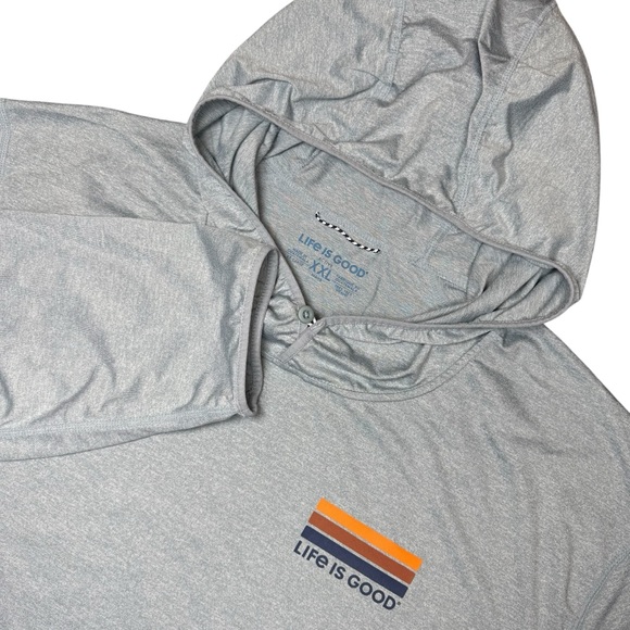 Life Is Good Men’s XXL Blue Hooded Pullover‎ Lightweight Stretch Top - Picture 1 of 12